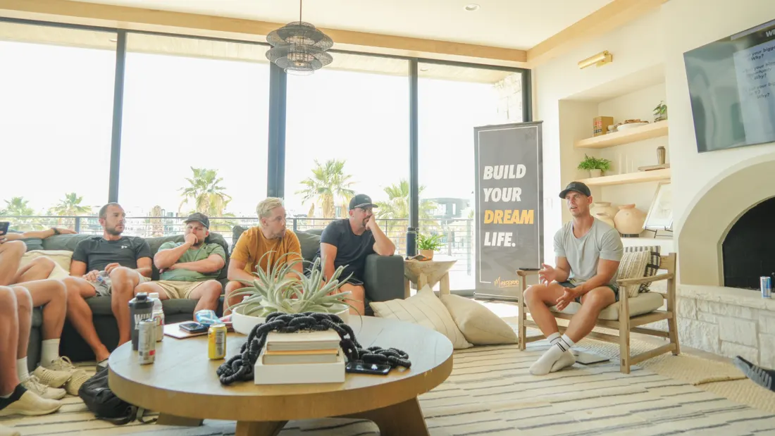 Members in a living room session at a DBF retreat